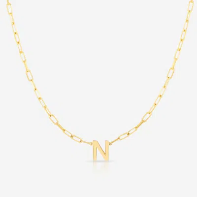 Ring Concierge Block Initial + Link Chain Necklace In Gold