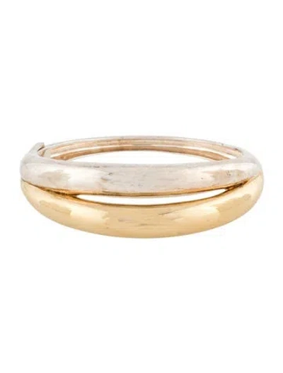 Pre-owned Ring Concierge Double Bangle Hinged Bracelet, 6" In Multicolor