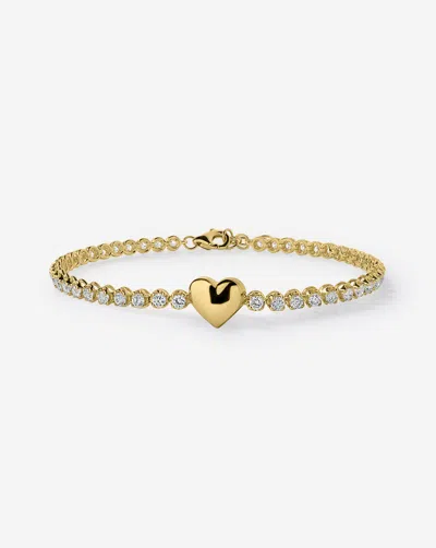 Ring Concierge Engravable Heart Lab Diamond Tennis Bracelet In 14k Yellow Gold