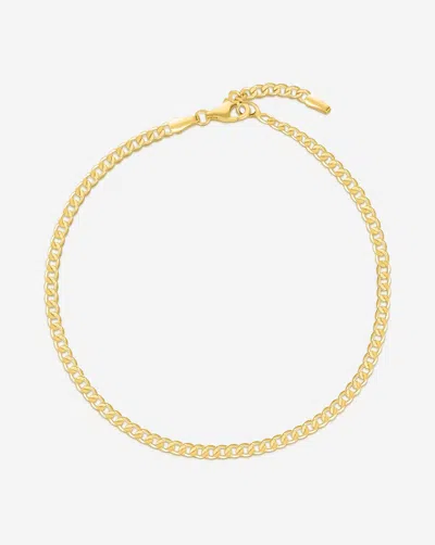 Ring Concierge Flat Diamond Cut Curb Chain Anklet In Gold