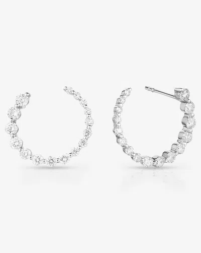 Ring Concierge Graduated Single Prong Diamond Circle Studs In Metallic