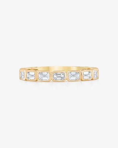 Ring Concierge Lab Grown Sideways Emerald Bezel 3/4 Diamond Band