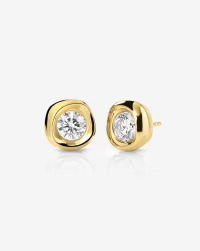 Ring Concierge Organic Bezel Lab Diamond Studs In 14k Yellow Gold