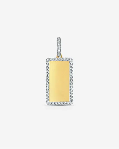 Ring Concierge Pavé Border Engravable Rectangle Pendant In Yellow