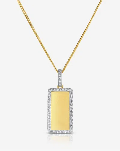 Ring Concierge Pavé Border Engravable Rectangle Pendant Necklace In Gold