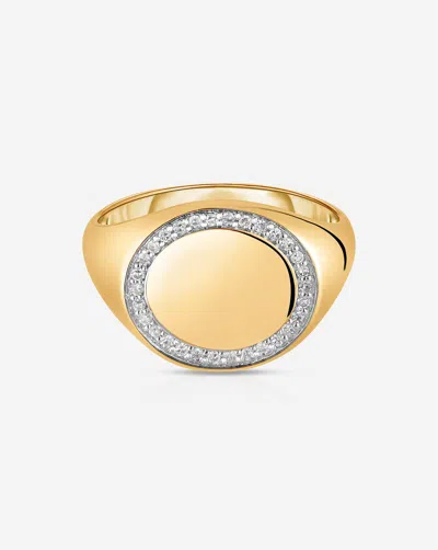 Ring Concierge Pavé Diamond Border Signet Ring In Gold