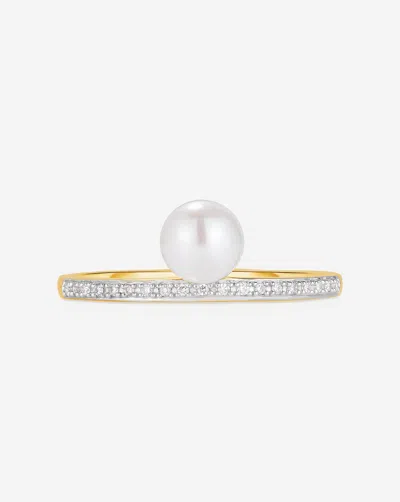 Ring Concierge Pearl + Pavé Diamond Ring In Neutral