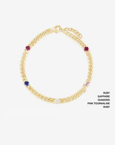 Ring Concierge Personalized Curb Chain Birthstone Bracelet In 14k Yellow Gold