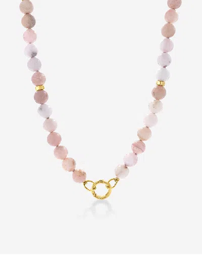 Ring Concierge Pink Opal Bead Necklace In 14k Gold Plated