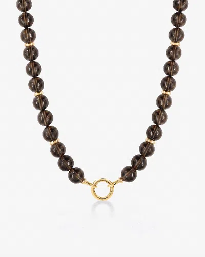 Ring Concierge Smokey Quartz Bead Necklace In 14k Gold Plated