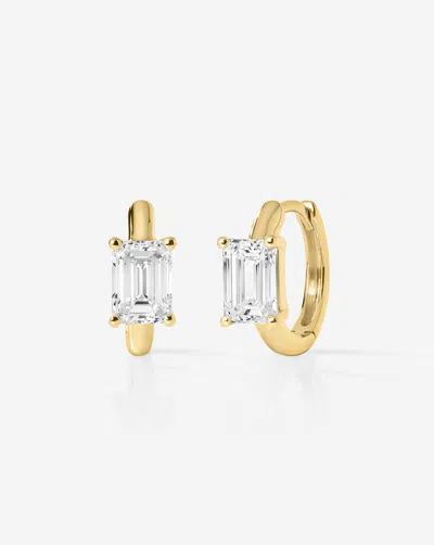 Ring Concierge Solitaire Emerald Lab Diamond Huggies In 14k Yellow Gold