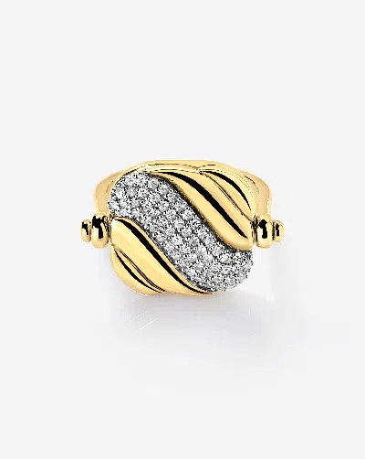 Ring Concierge Swivel Pearl And Pavé Ring In Gold