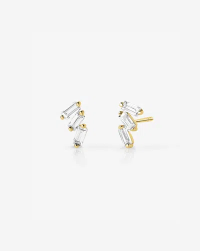 Ring Concierge Triple Baguette Lab Diamond Studs In 14k Yellow Gold