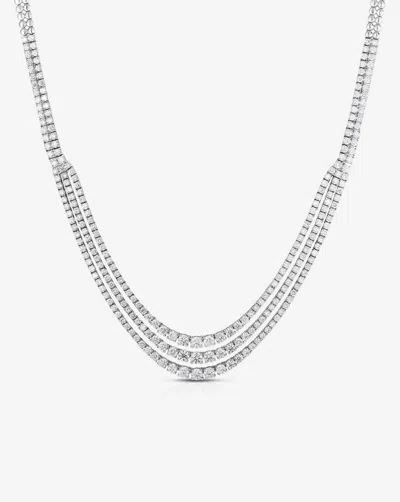 Ring Concierge Triple Row Graduated Diamond Tennis Necklace In 14k White Gold
