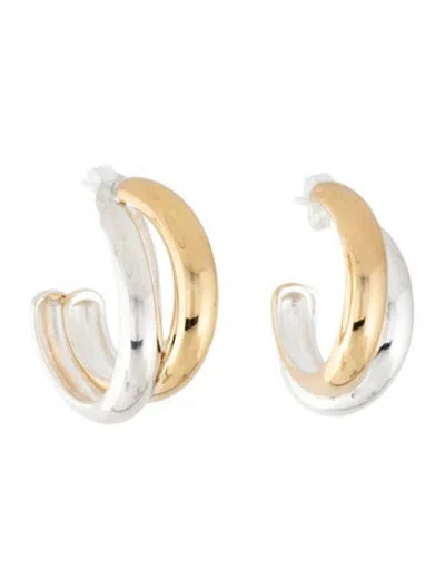 Pre-owned Ring Concierge Two-tone Hoop Earrings In Multicolor