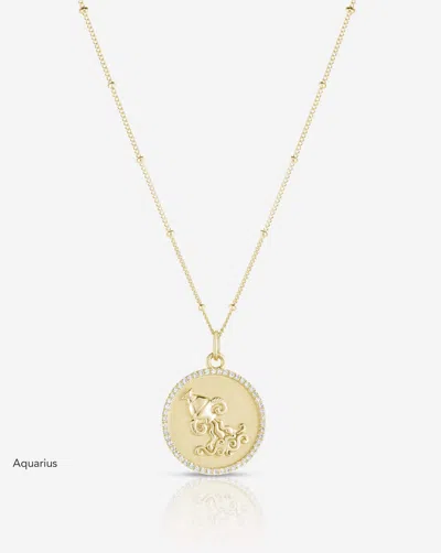 Ring Concierge Zodiac Medallion Necklace In Gold