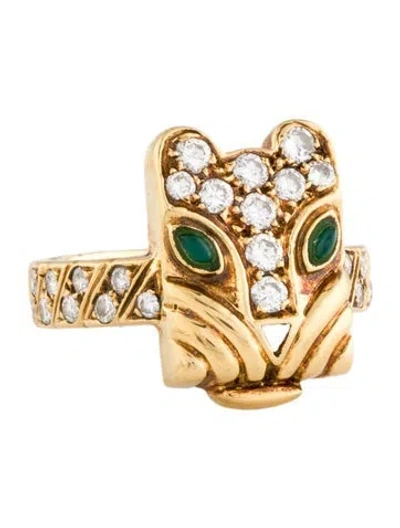 Pre-owned Ring Craig Drake 18k Diamond & Chrysoprase Cocktail  In Multi