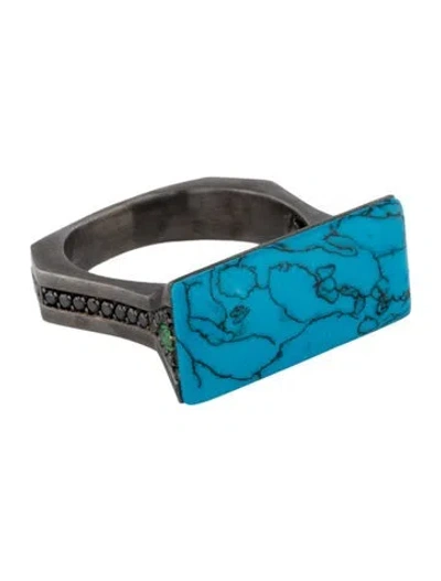 Pre-owned Ring Crow's Nest 18k Dyed Magnesite, Tsavorite & Diamond Cocktail  In Multi