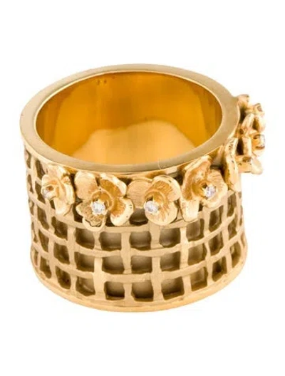 Pre-owned Ring Debra Bet 14k Diamond Flower Band In Multi
