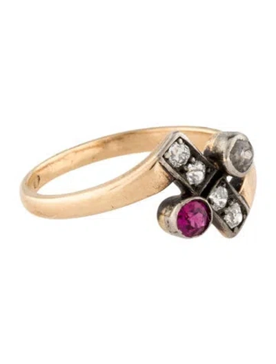 Pre-owned Ring Diamond & Ruby Cocktail  In Multi