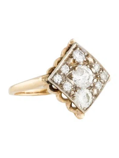 Pre-owned Ring Diamond Cluster Cocktail  In Multi