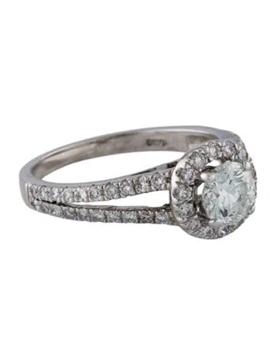 Pre-owned Ring Diamond Halo Engagement  In Multi