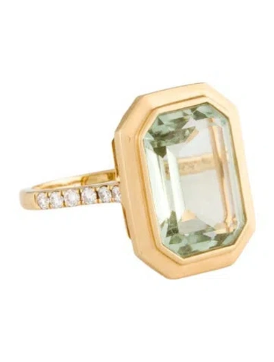 Pre-owned Ring Doves By Doron Paloma 18k Prasiolite & Diamond Cocktail  In Multi
