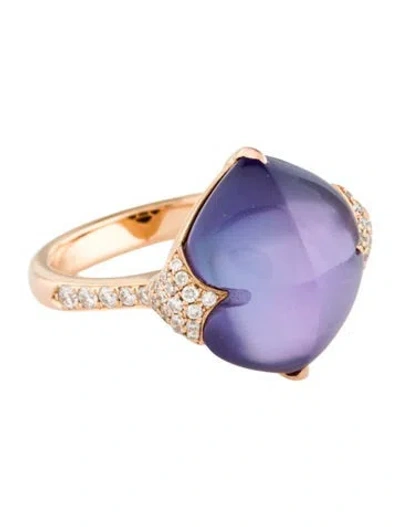 Pre-owned Ring Doves By Doron Paloma Mother Of Pearl, Lapis Lazuli & Amethyst Triplet & Diamond Cocktail  In Multi