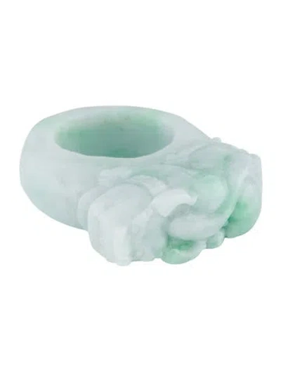 Pre-owned Ring Dyed Jadeite Carved Dragon  In Multi