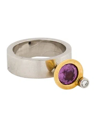 Pre-owned Ring Eddie Sakamoto Sapphire & Diamond Cocktail  In Multi