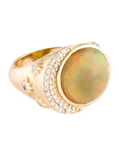 Pre-owned Ring Eden Presley 14k Opal & Diamond Cocktail  In Multi