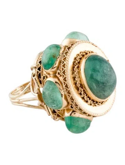 Pre-owned Ring Emerald Ornamental Cocktail  In Multi