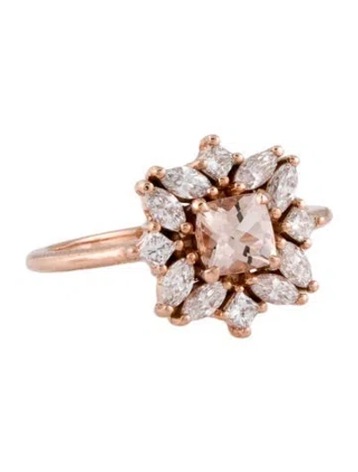 Pre-owned Ring Emi Conner 14k Morganite & Lab-grown Diamond Cocktail  In Multi