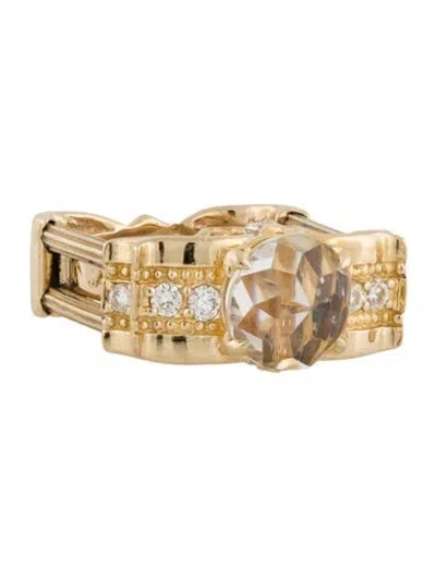 Pre-owned Ring Galatea 14k Multistone & Diamond Columns 'davinchi' Cocktail