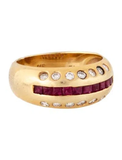 Pre-owned Ring Hubert 14k Ruby & Diamond Band  In Multicolor