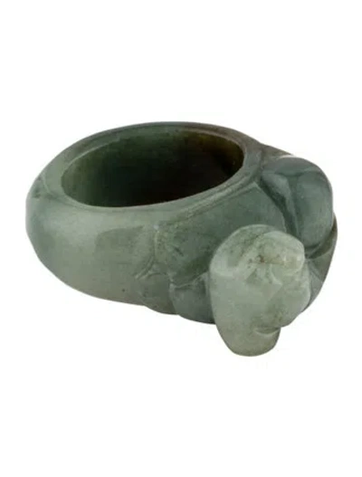 Pre-owned Ring Jadeite Foo Dog Carved  In Multi