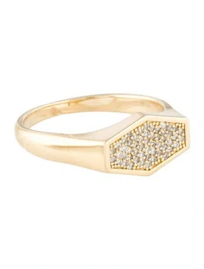 Pre-owned Ring Kyle Chan 14k Diamond Hexagon Signet  In Multi
