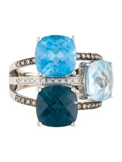 Pre-owned Ring Le Vian 14k Topaz & Diamond Cocktail  In Multi