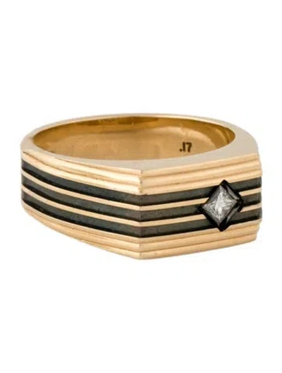 Pre-owned Ring Lemans 14k Diamond Signet  In Multicolor