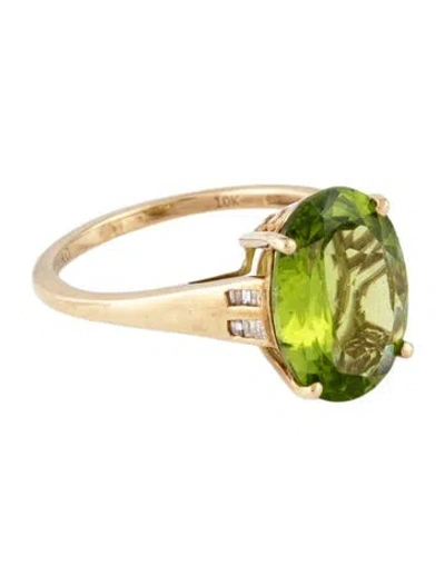 Pre-owned Ring Luxoro 10k 5.01ct Peridot & Diamond Cocktail  In Multicolor