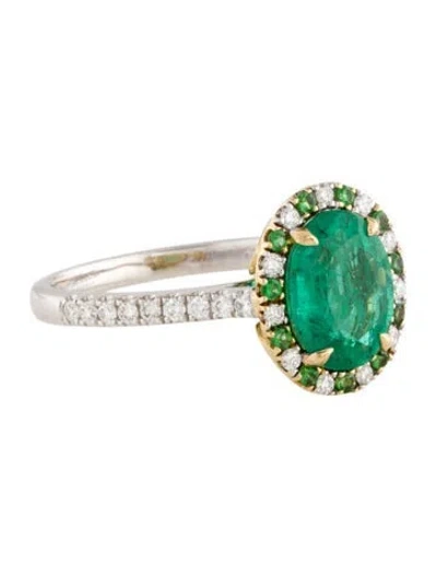 Pre-owned Ring Modani Jewels 1.90ct Emerald,tsavorite & Diamond  In Multi