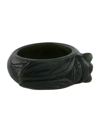 Pre-owned Ring Nephrite Carved Scarab Cocktail  In Multi