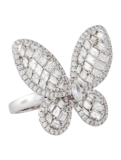 Pre-owned Ring Odelia 18k 4.50ctw Diamond Large Butterfly Cocktail In Multicolor