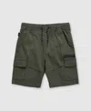 Ring Of Fire Big Boys Harley Stretch Tech Fabric Pull-on Cargo Shorts With Moto Detailing In Olive