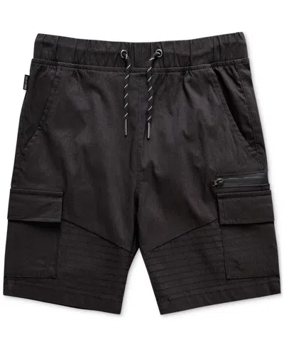 Ring Of Fire Kids' Big Boys Harlow Stretch Tech Fabric Pull-on Cargo Shorts With Moto Detailing In Black
