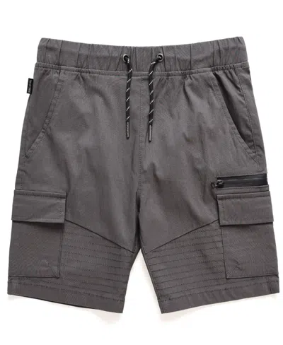 Ring Of Fire Kids' Big Boys Harlow Stretch Tech Fabric Pull-on Cargo Shorts With Moto Detailing In Charcoal