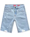 RING OF FIRE BIG BOYS MUSE SLIM-FIT STRETCH DENIM SHORTS WITH RIPS AND RAW HEM