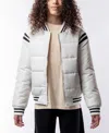 Ring Of Fire Big Boys Nathaneal Puff Varsity Jacket With Shoulder Detail In Off White