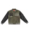 Ring Of Fire Big Boys Nyc Woolen Varsity Jacket In Green