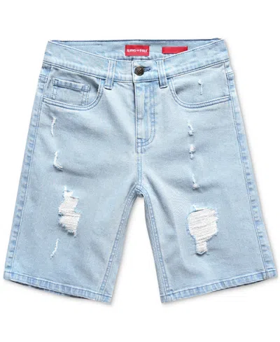 Ring Of Fire Kids' Big Storm Riot Slim-fit Stretch Denim Shorts With Rips In Mineral